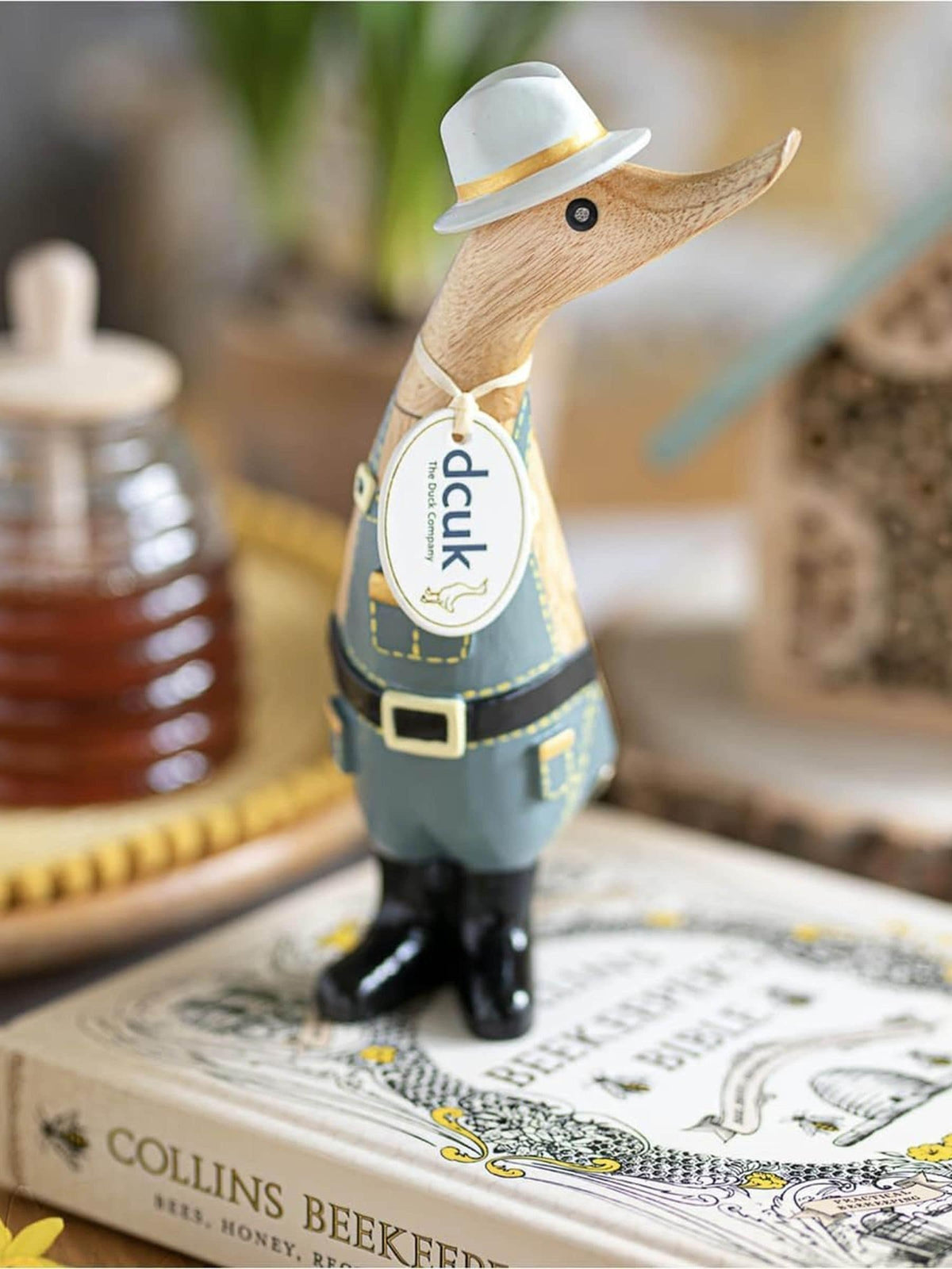 DCUK wooden ornament grey beekeeper duckling 22.5cm, UK version