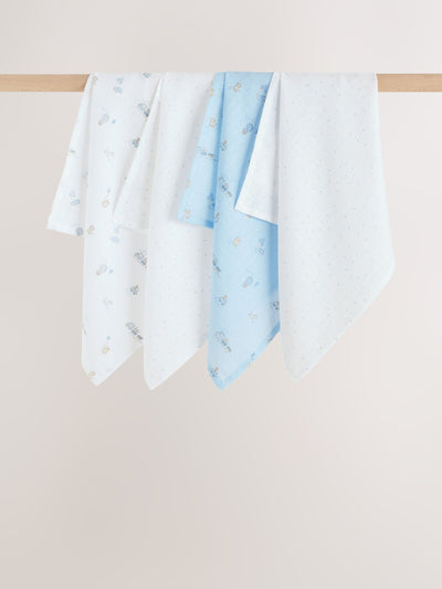 Next Blue Baby Muslin Cloths 4 Pack- Buy online at McGrocer