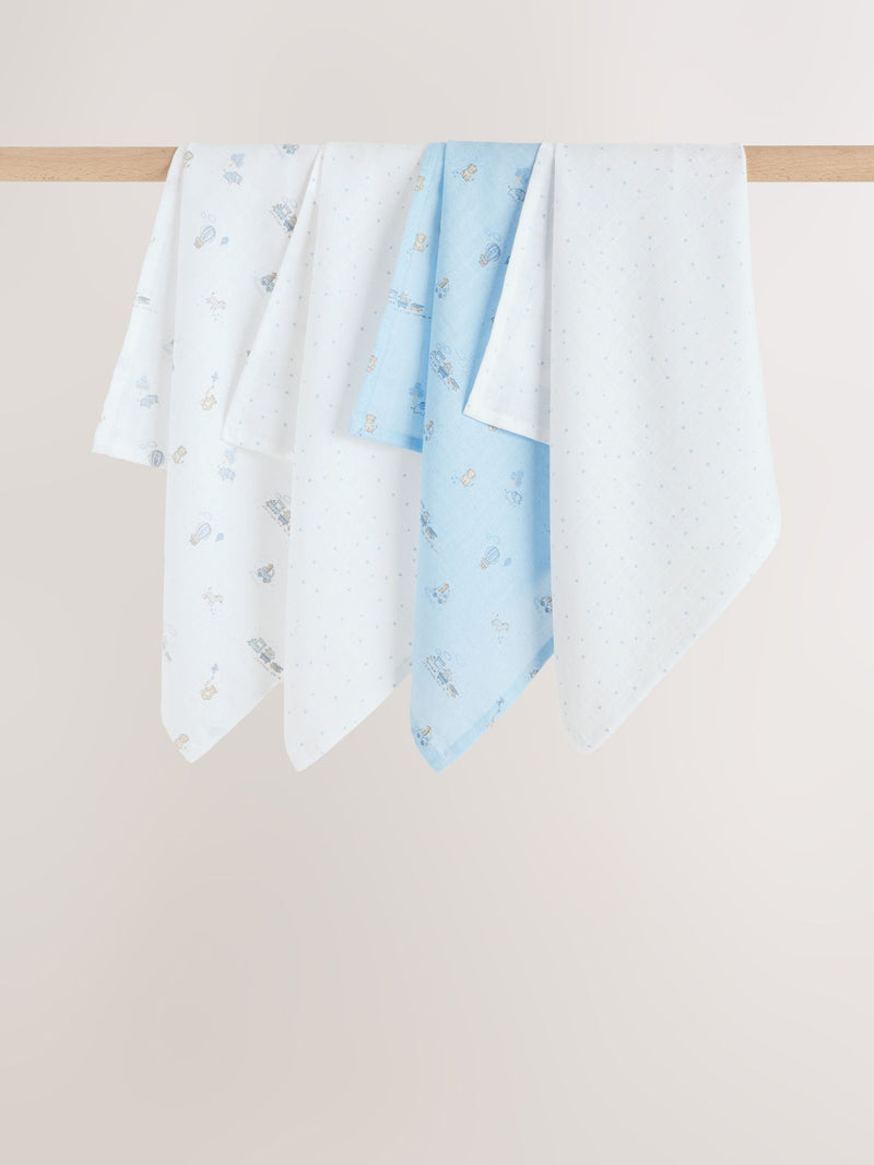 Blue baby muslin cloths 4 pack pure cotton (British brand)