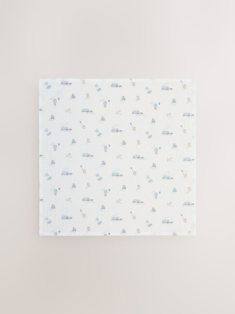 Blue baby muslin cloths 4 pack pure cotton (British brand)