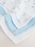 Blue baby muslin cloths 4 pack pure cotton (British brand)