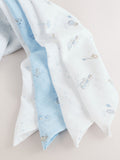 Blue baby muslin cloths 4 pack pure cotton (British brand)
