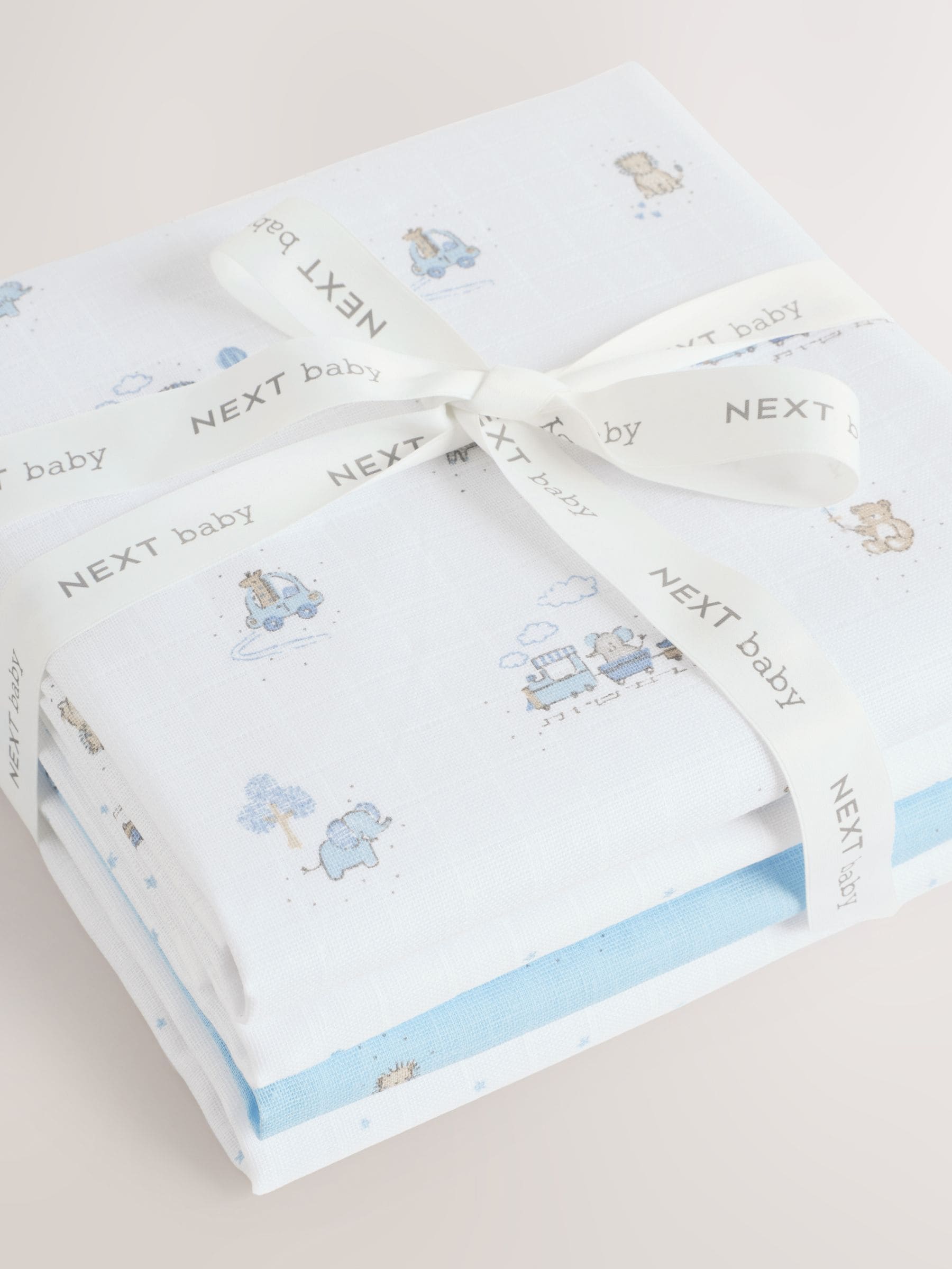 Blue baby muslin cloths 4 pack pure cotton (British brand)