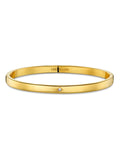 Hinged Bangle Bracelet with Crystal Engraving, Gold Tone Waterproof Design