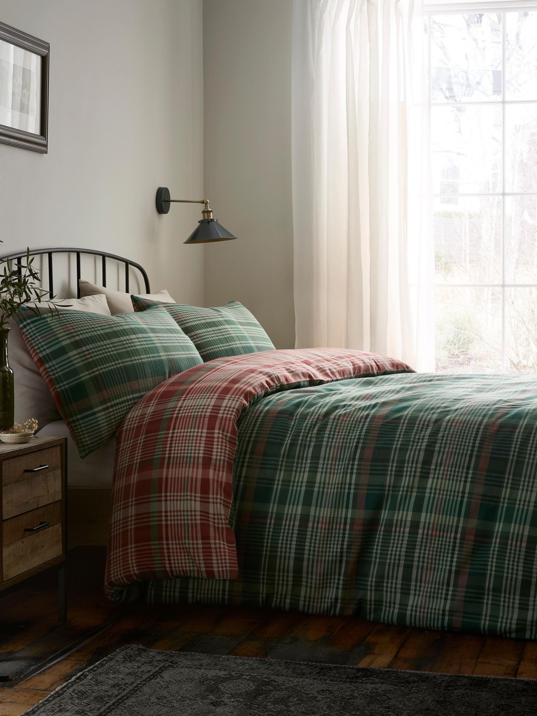 Dreams & Drapes green bennet check duvet cover set - British product