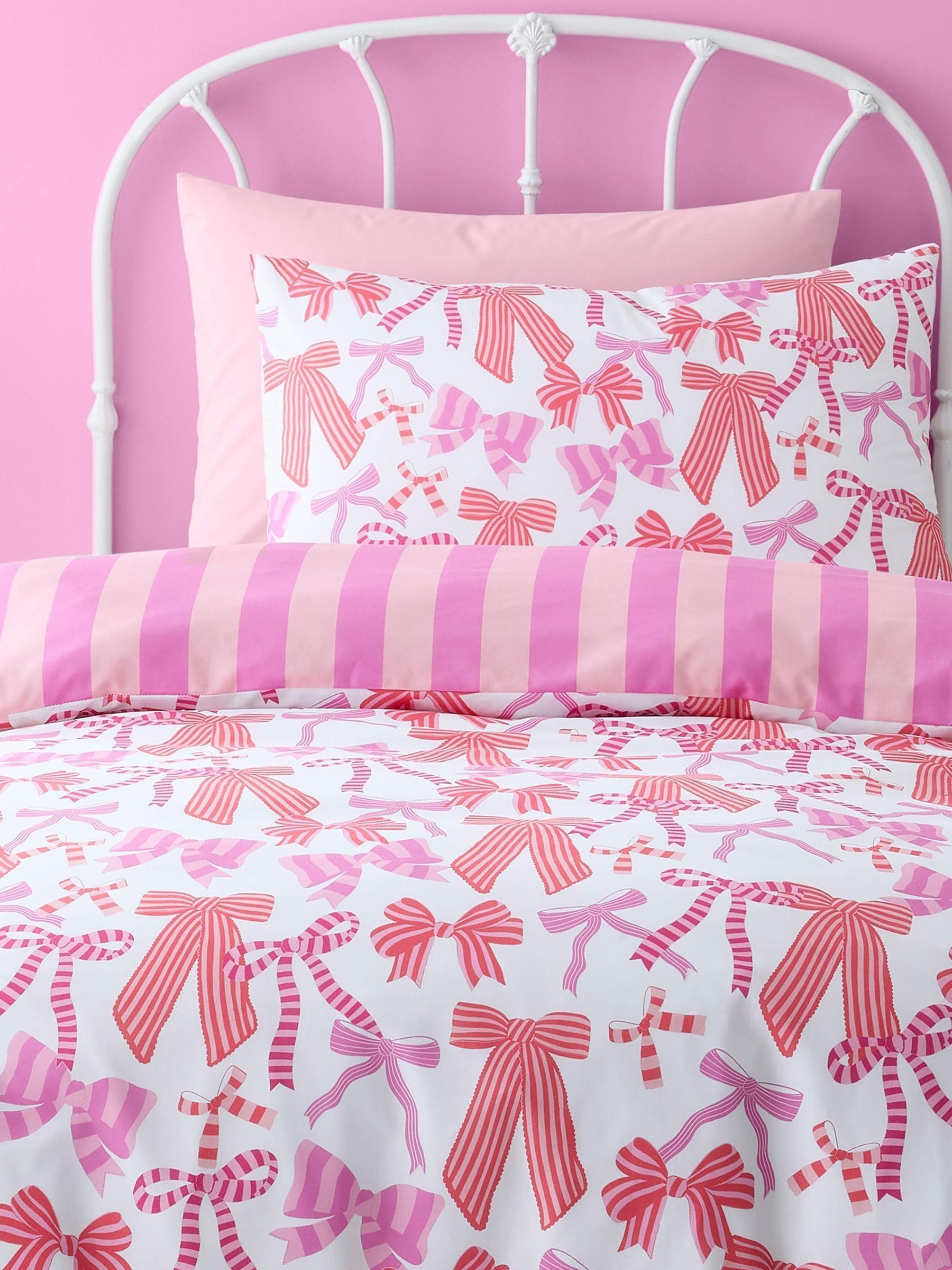 Bedlam pink bow and stripes duvet cover set - British product