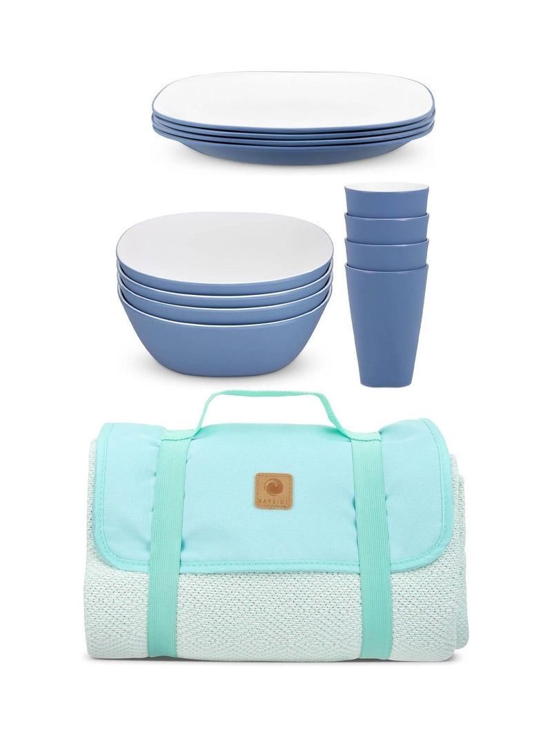 Bayside 12 Piece Blue Pool Picnic Dinner Set