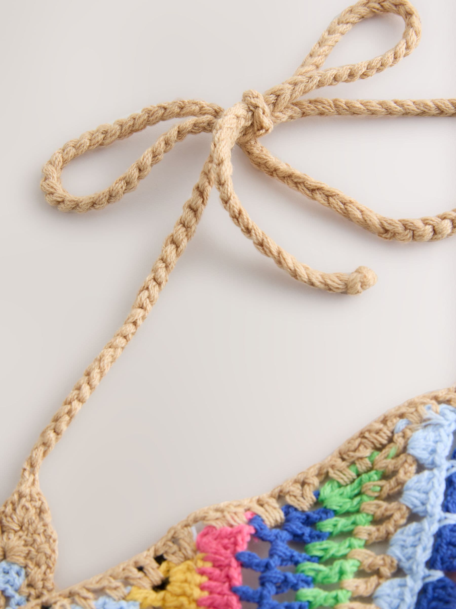 Multicolour triangle crochet headscarf, imported from the UK