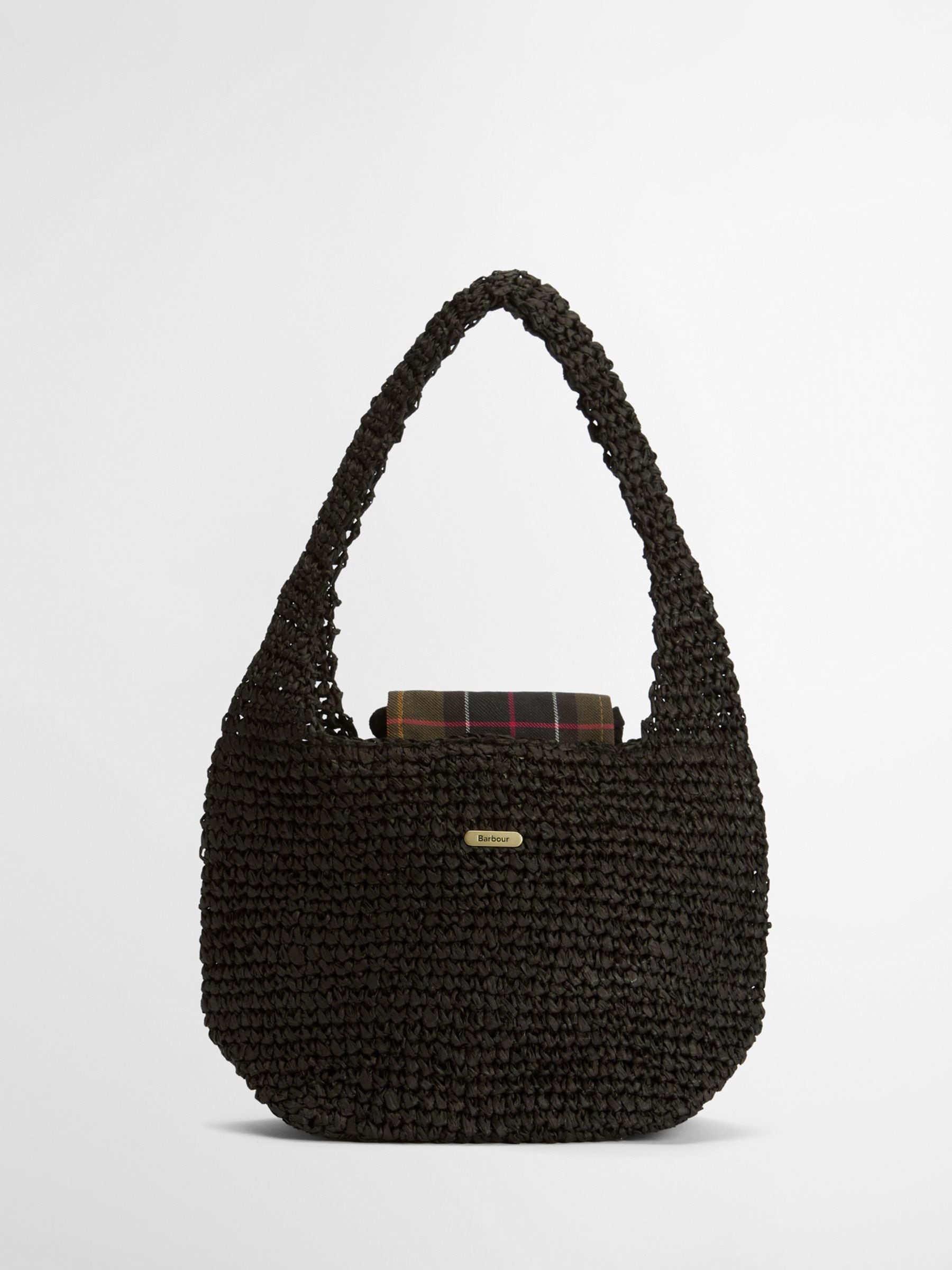 Barbour Black Lily Raffia Tote Bag, imported from the UK