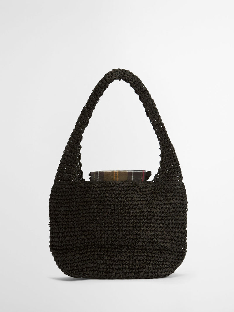 Barbour Black Lily Raffia Tote Bag, imported from the UK