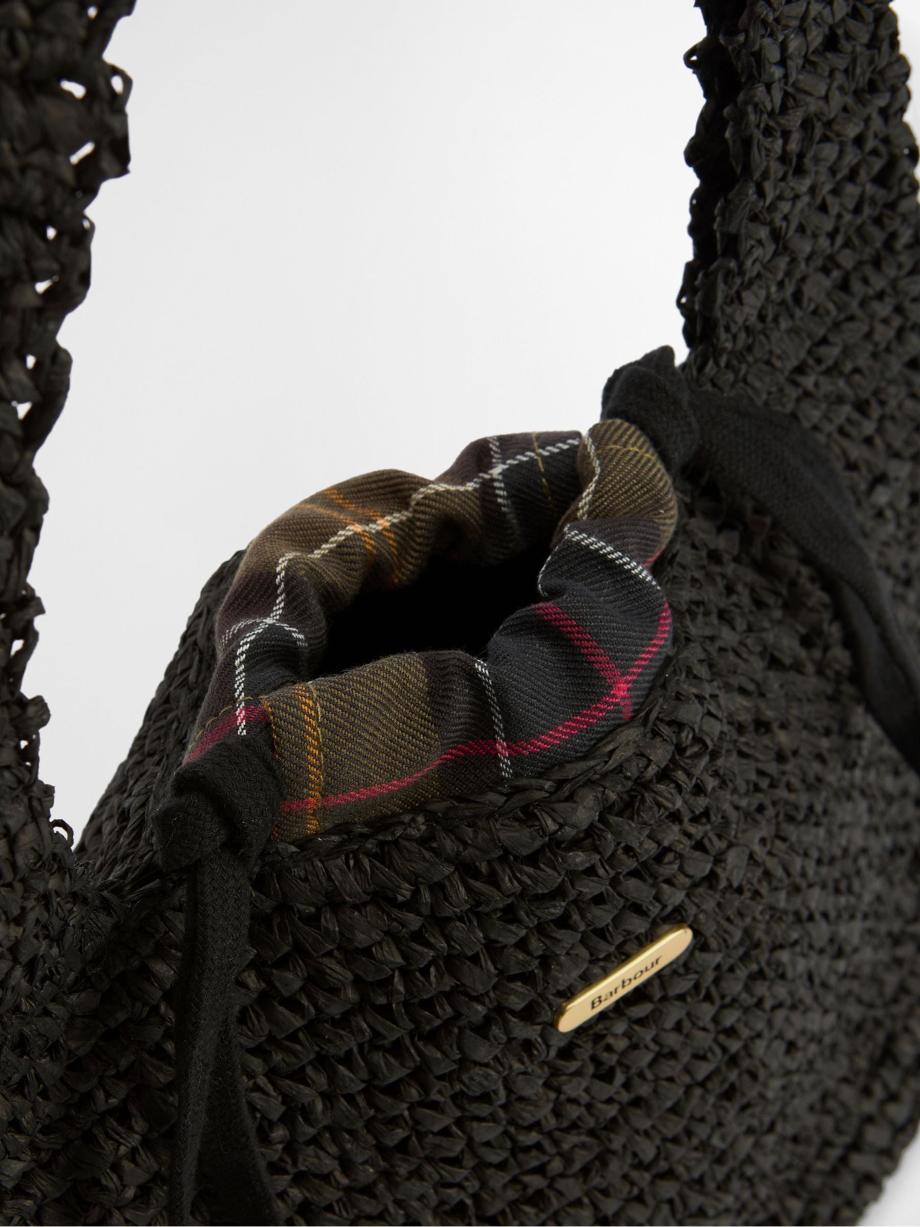 Barbour Black Lily Raffia Tote Bag, imported from the UK