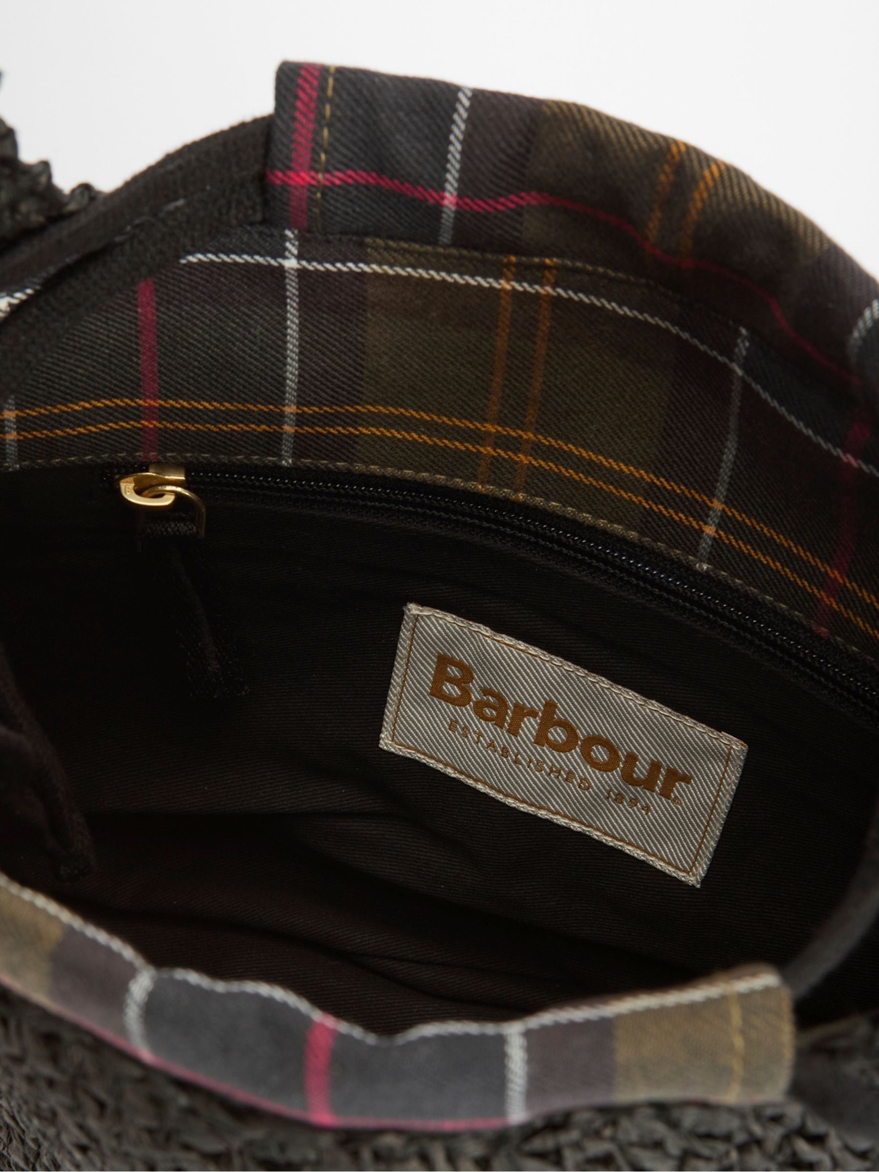 Barbour Black Lily Raffia Tote Bag, imported from the UK