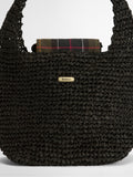 Barbour Black Lily Raffia Tote Bag, imported from the UK