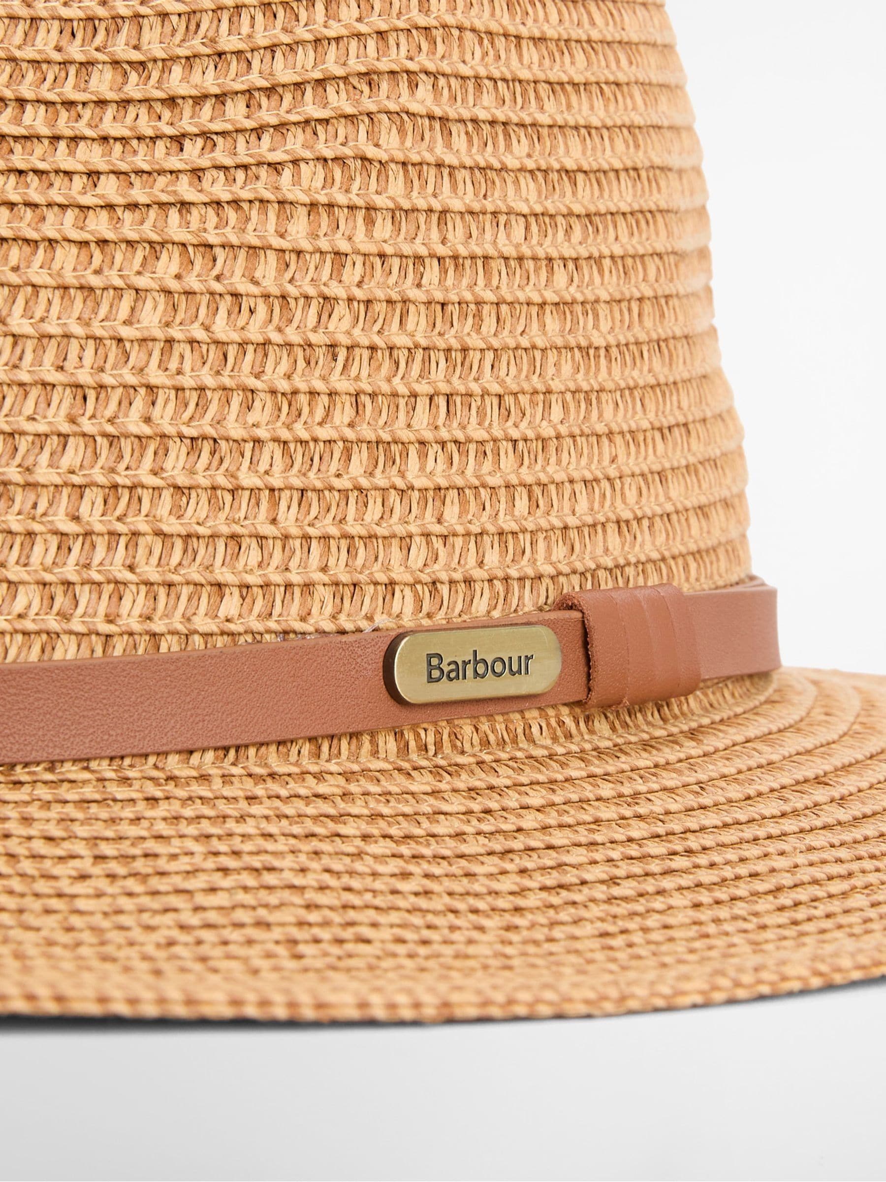 Barbour brown Evelyn braid trilby hat, imported from the UK