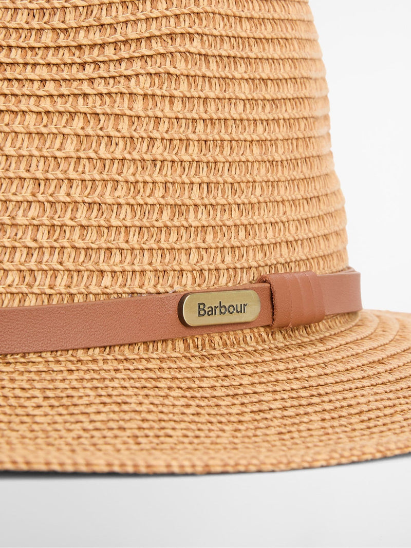 Barbour brown Evelyn braid trilby hat, imported from the UK