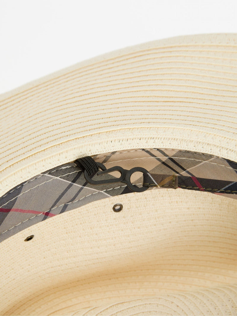 Barbour cream Kirkstone summer fedora with tartan bands, UK version