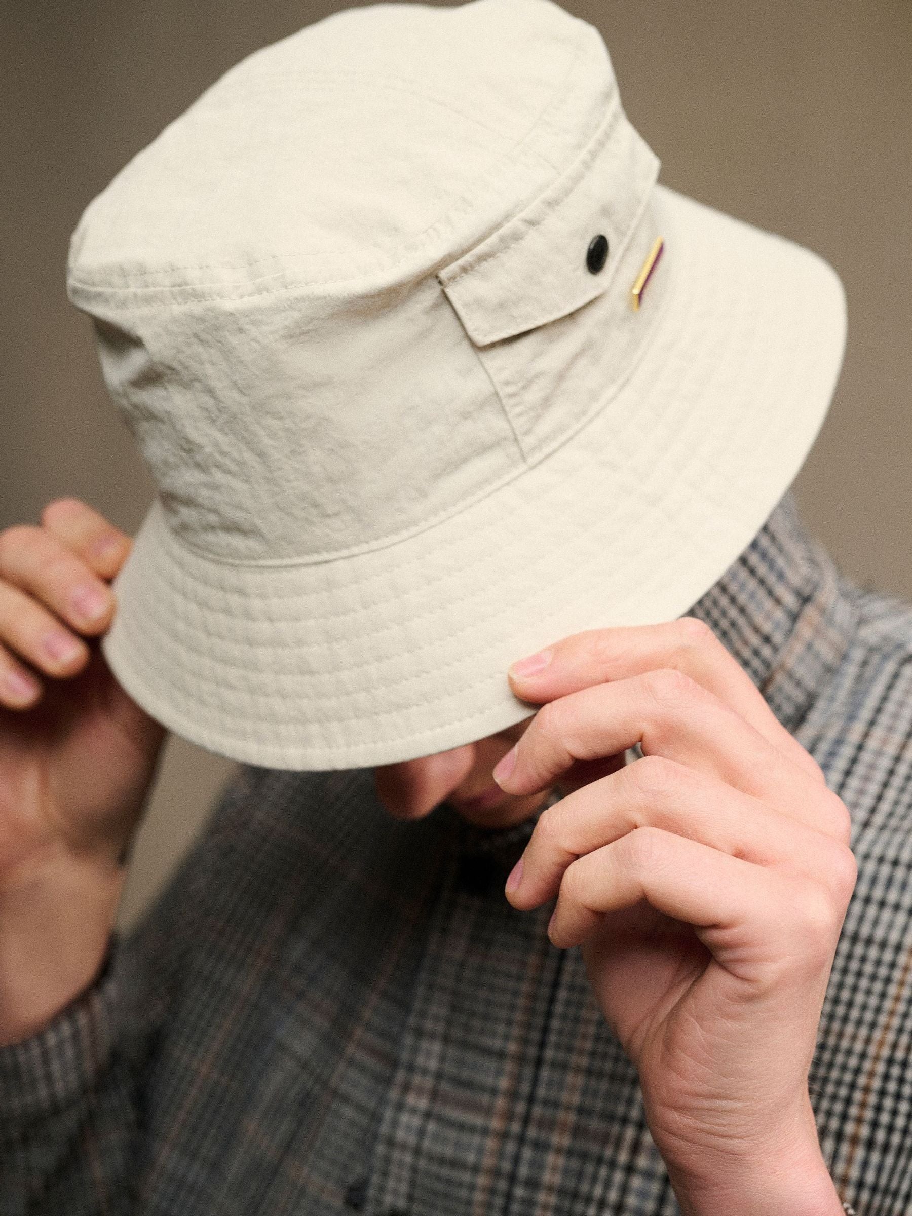 Barbour Natural Tracker showerproof bucket hat (British brand)