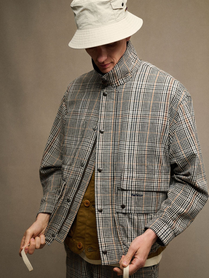 Barbour Natural Tracker showerproof bucket hat (British brand)