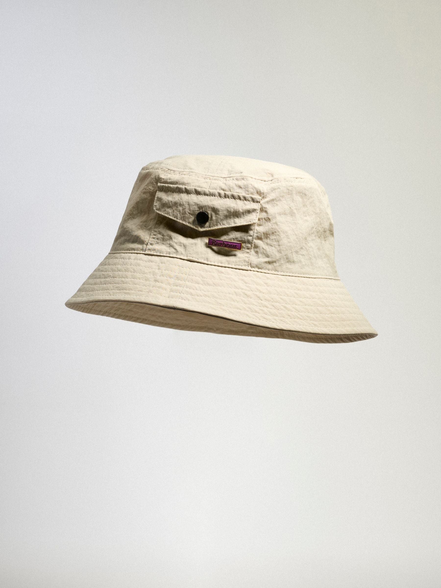 Barbour Natural Tracker showerproof bucket hat (British brand)