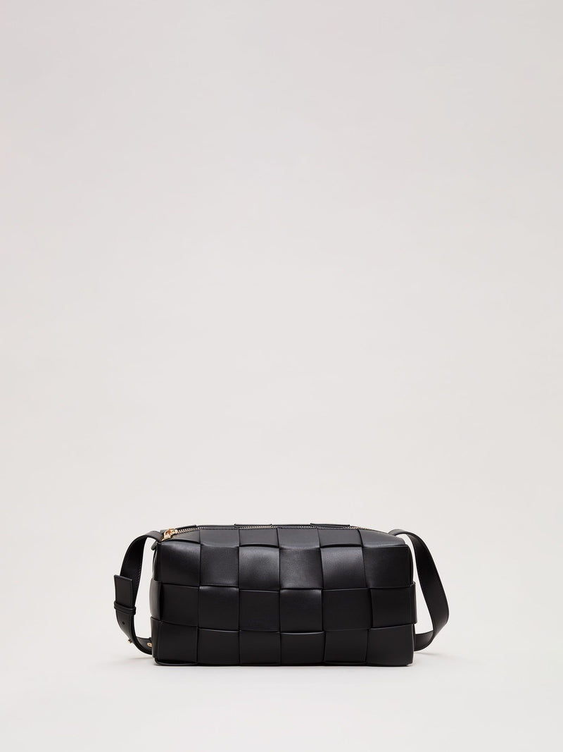 Phase Eight black leather woven cross-body bag - British product