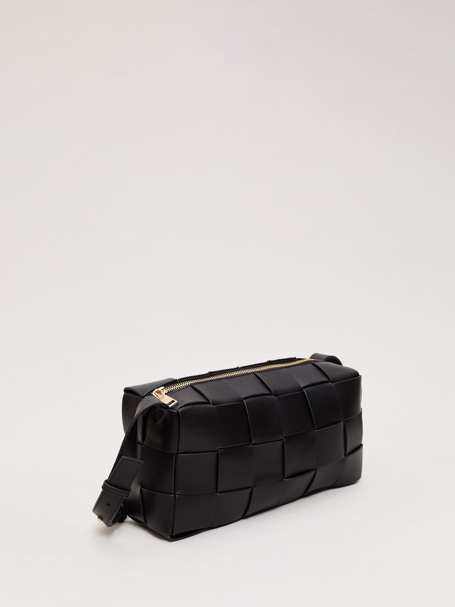Phase Eight black leather woven cross-body bag - British product