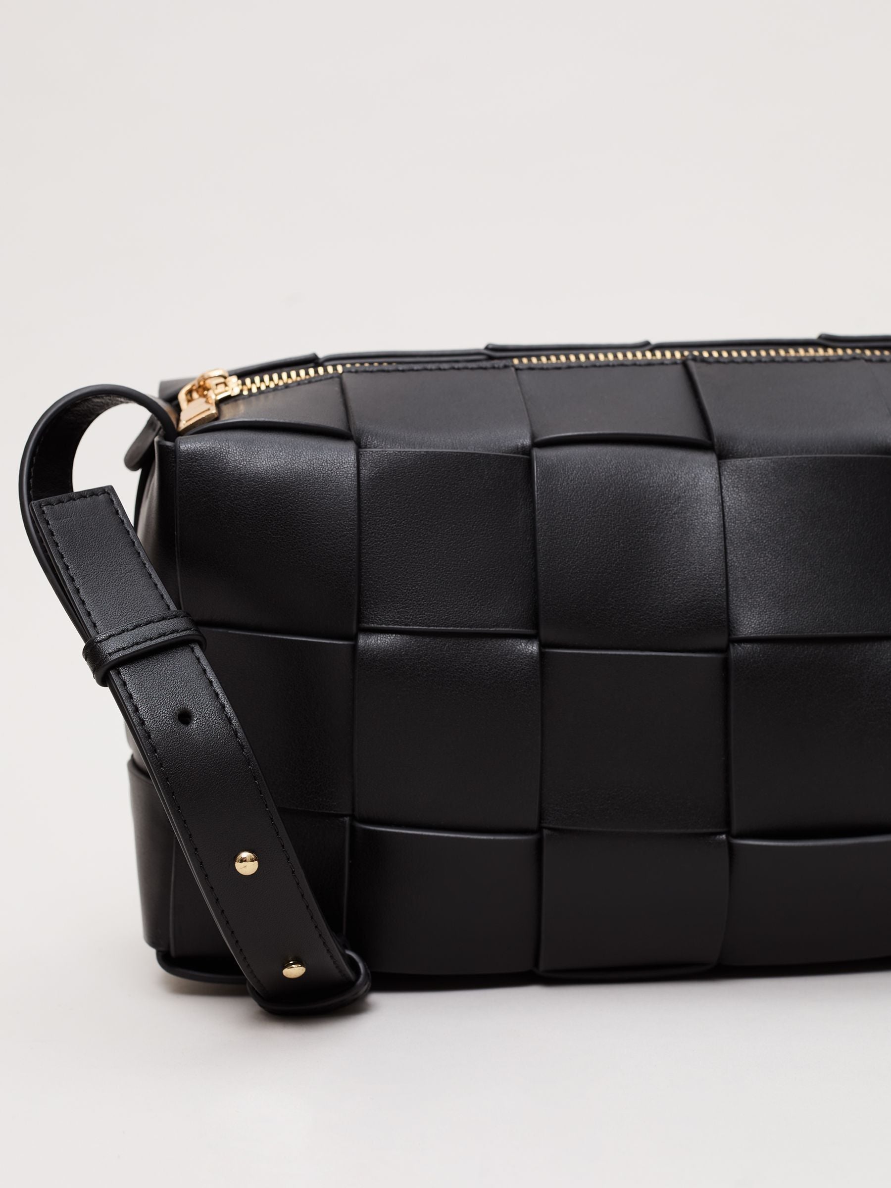 Phase Eight black leather woven cross-body bag - British product