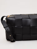 Phase Eight black leather woven cross-body bag - British product