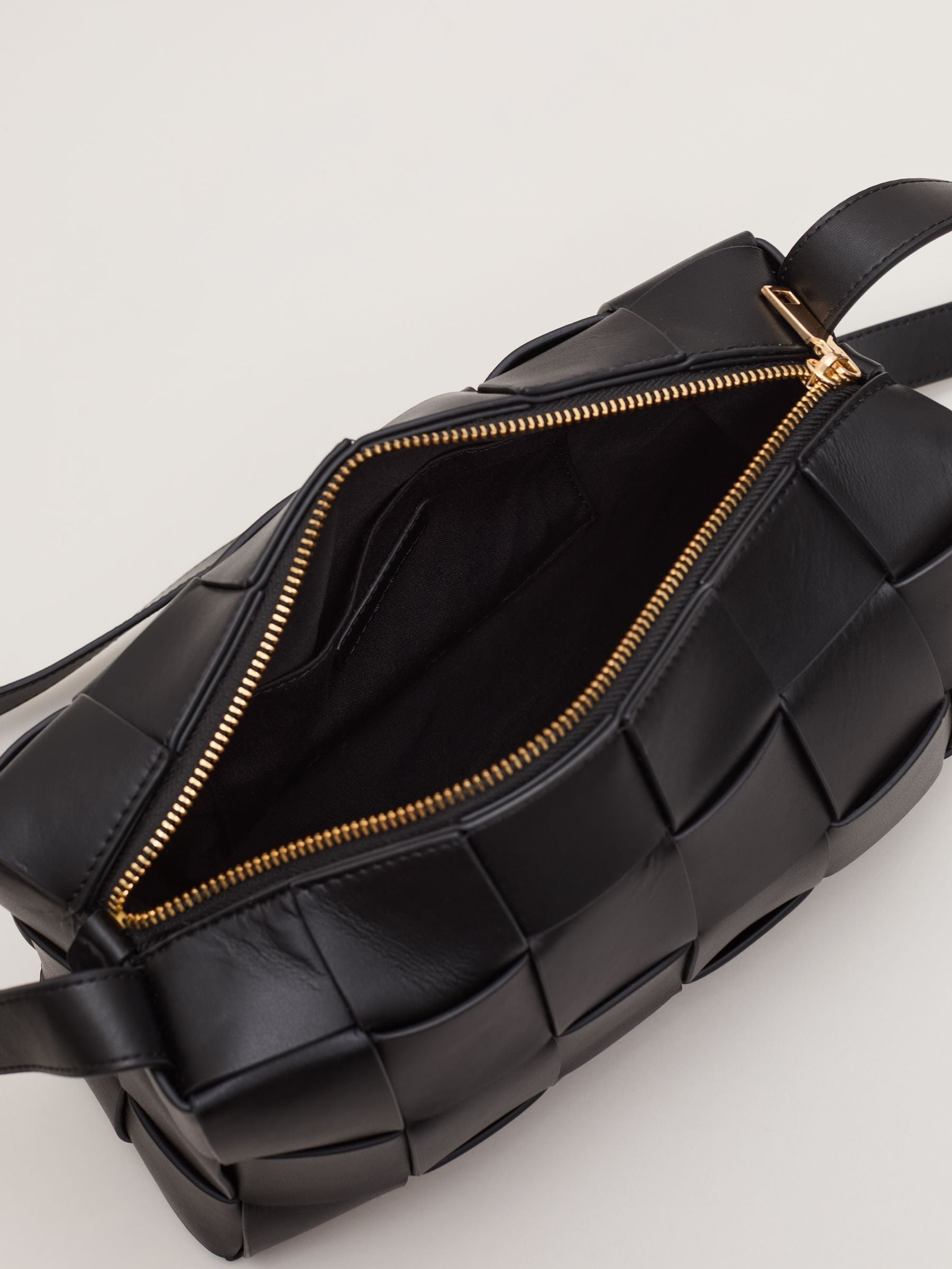 Phase Eight black leather woven cross-body bag - British product
