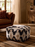 Natural woven ikat square pouffe 55cm (British brand)