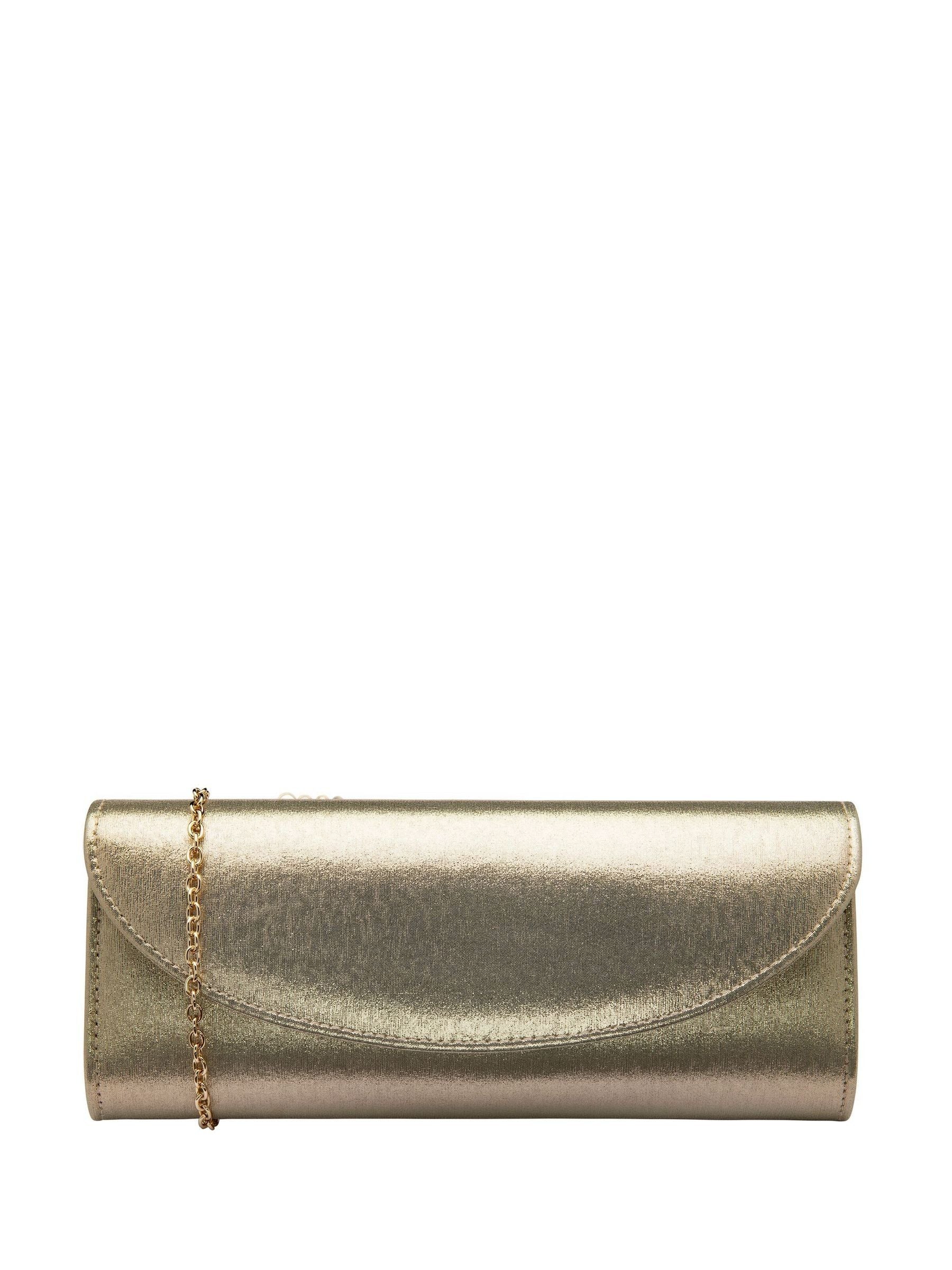 Lotus Silver Clutch Bag with Chain