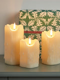 Lights4fun heavy dripping wax LED pillar candles trio, UK version