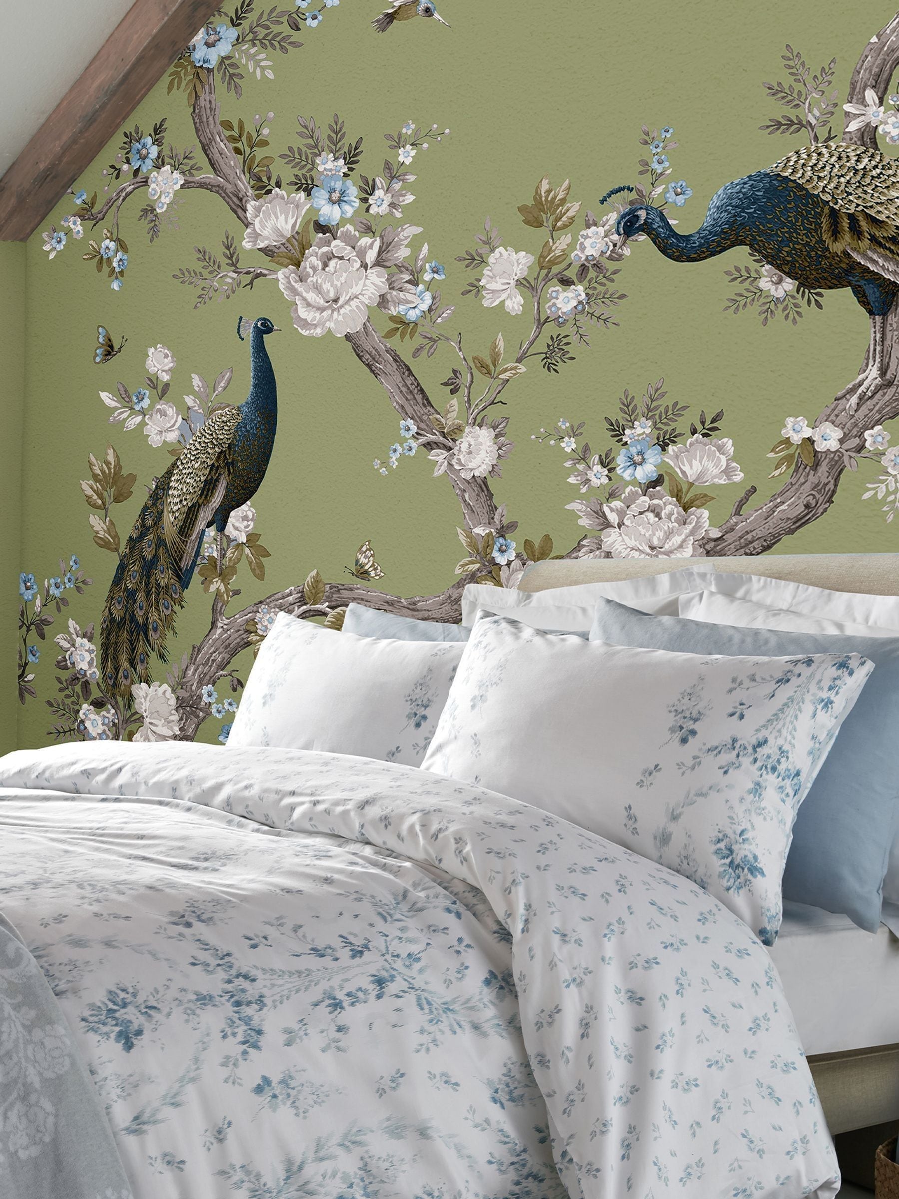 Laura Ashley Belvedere peacock wall mural 3m (British brand)
