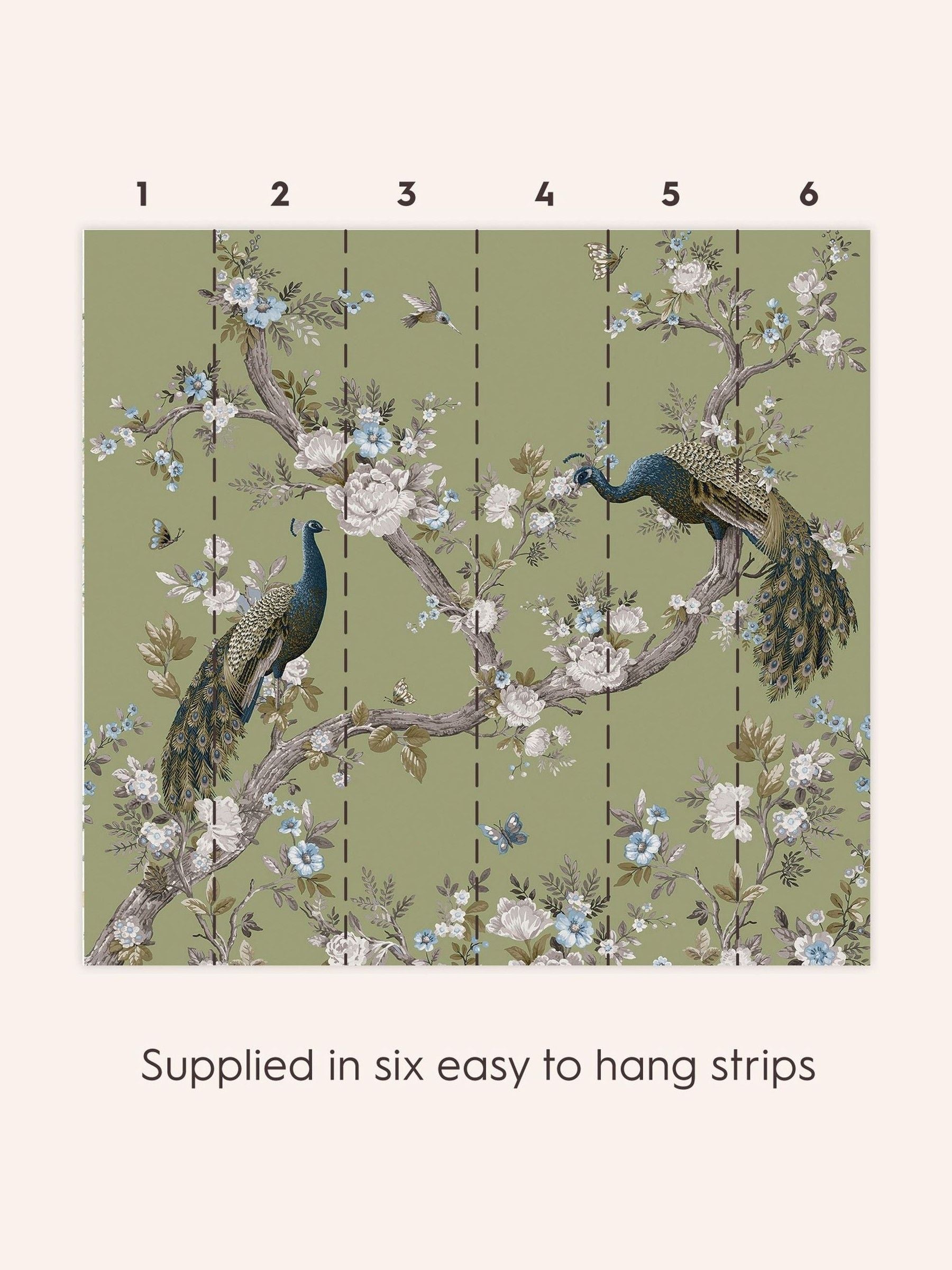 Laura Ashley Belvedere peacock wall mural 3m (British brand)