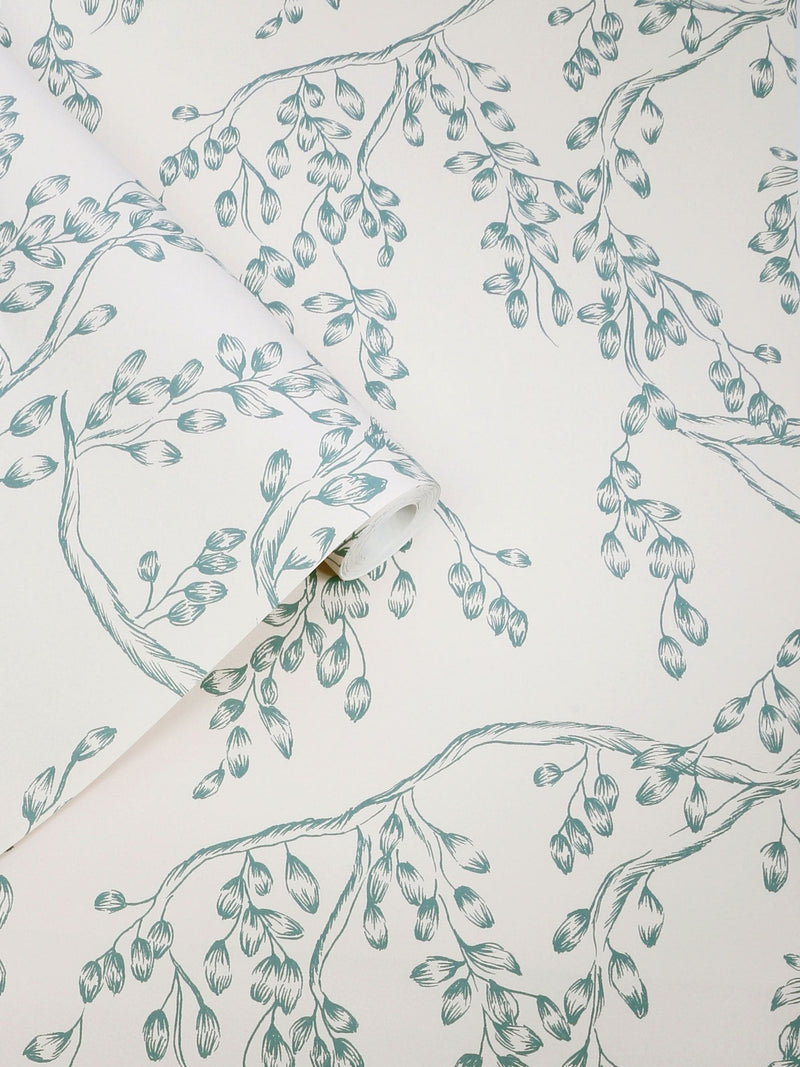 Laura Ashley Newport Blue Rainham Willow 10M Wallpaper