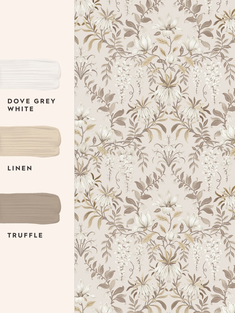 Laura Ashley Soft Natural Parterre wallpaper sample A4, imported from the UK