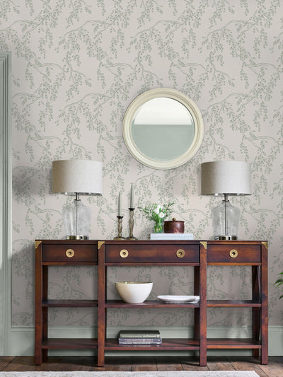 Next Laura Ashley Sage Rainham Willow Wallpaper Sample A4- Buy online at McGrocer