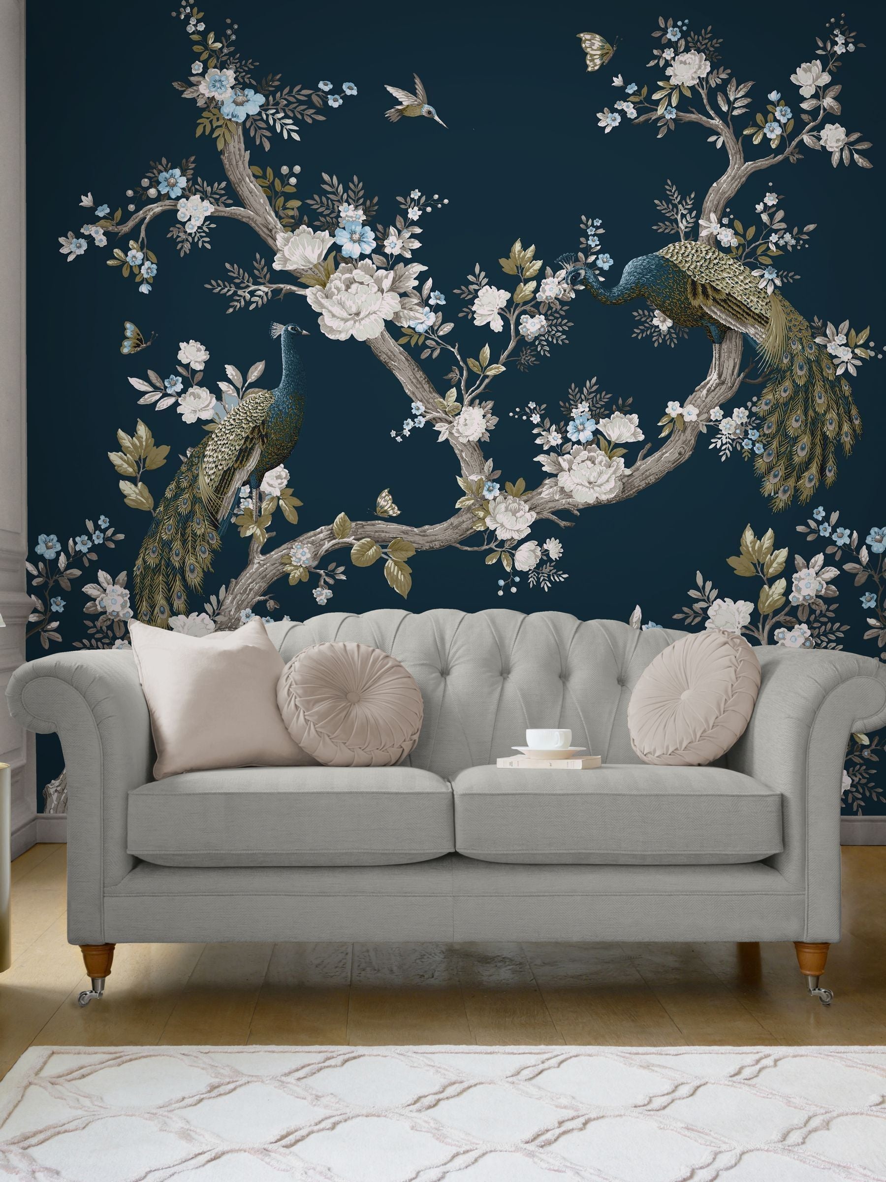 Laura Ashley White  Midnight Belvedere A4 Mural Sample