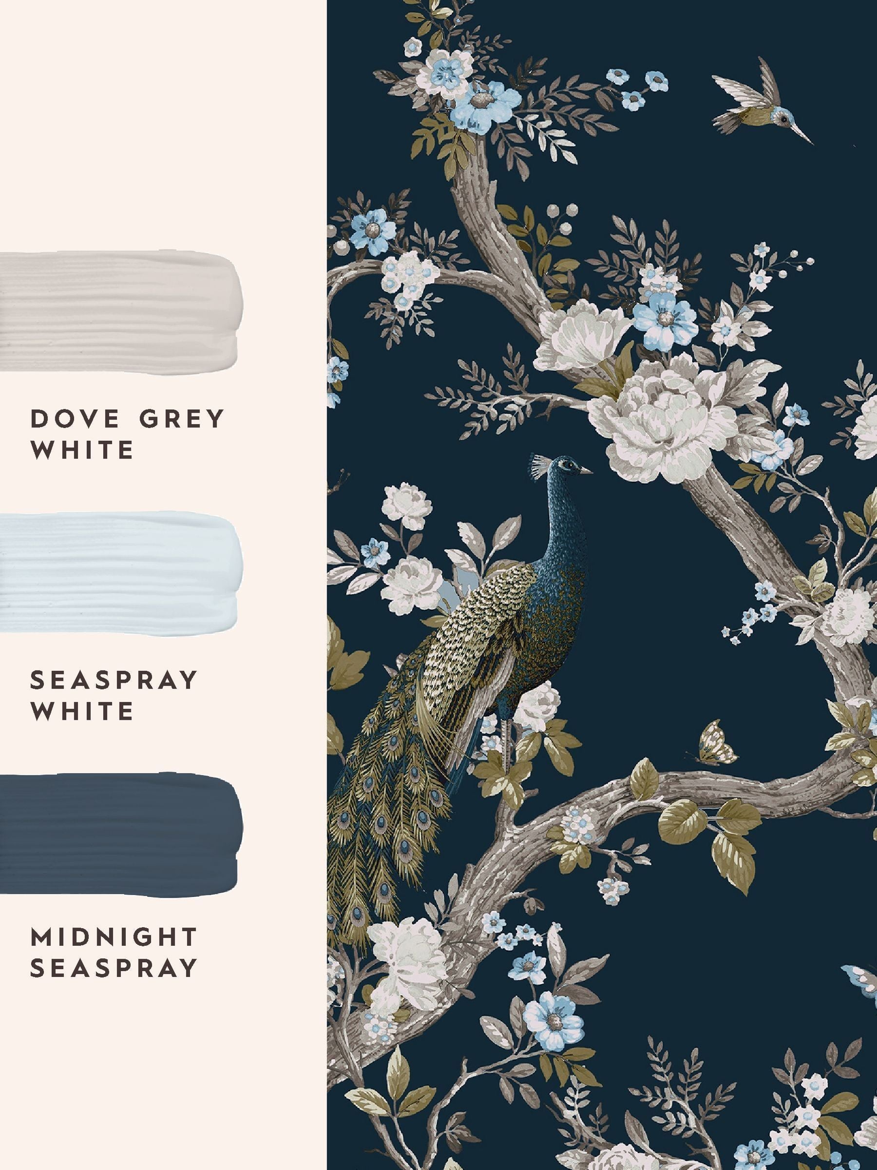 Laura Ashley White  Midnight Belvedere A4 Mural Sample