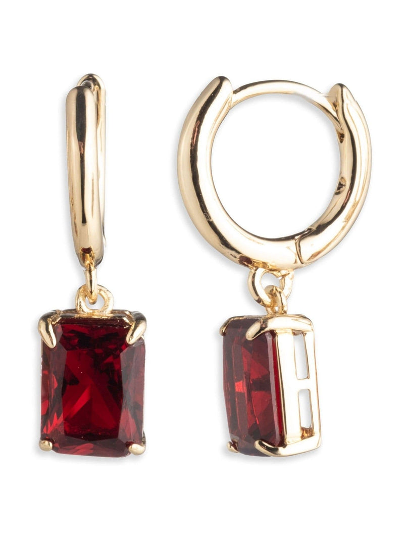 Lauren Ralph Lauren 12mm huggie earrings gold tone red crystal UK version