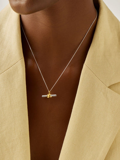 Next Missoma Gold Tone Lucy Williams T-Bar Knot Pendant Necklace- Buy online at McGrocer