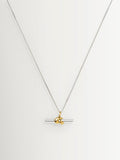 Missoma gold tone T-bar knot pendant necklace, imported from the UK