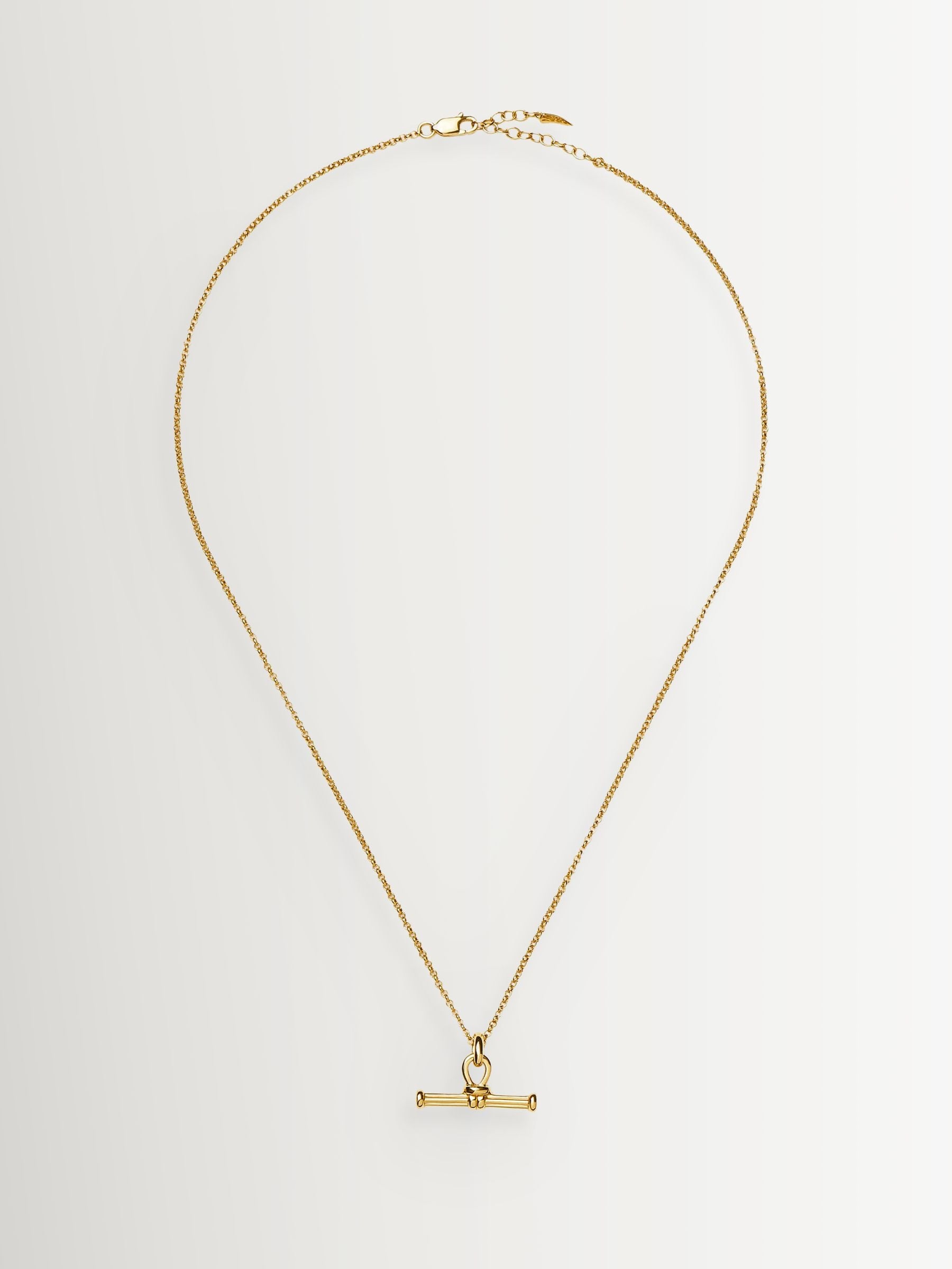 Missoma gold tone ridge T-bar chain necklace, British brand