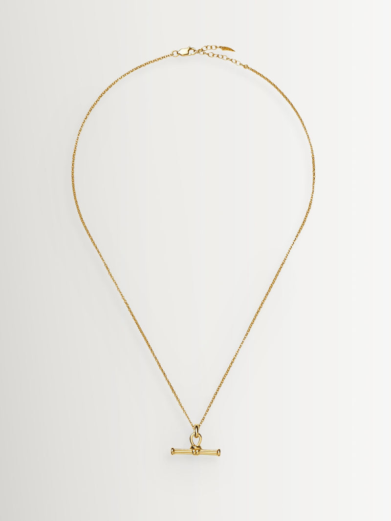 Missoma gold tone ridge T-bar chain necklace, British brand
