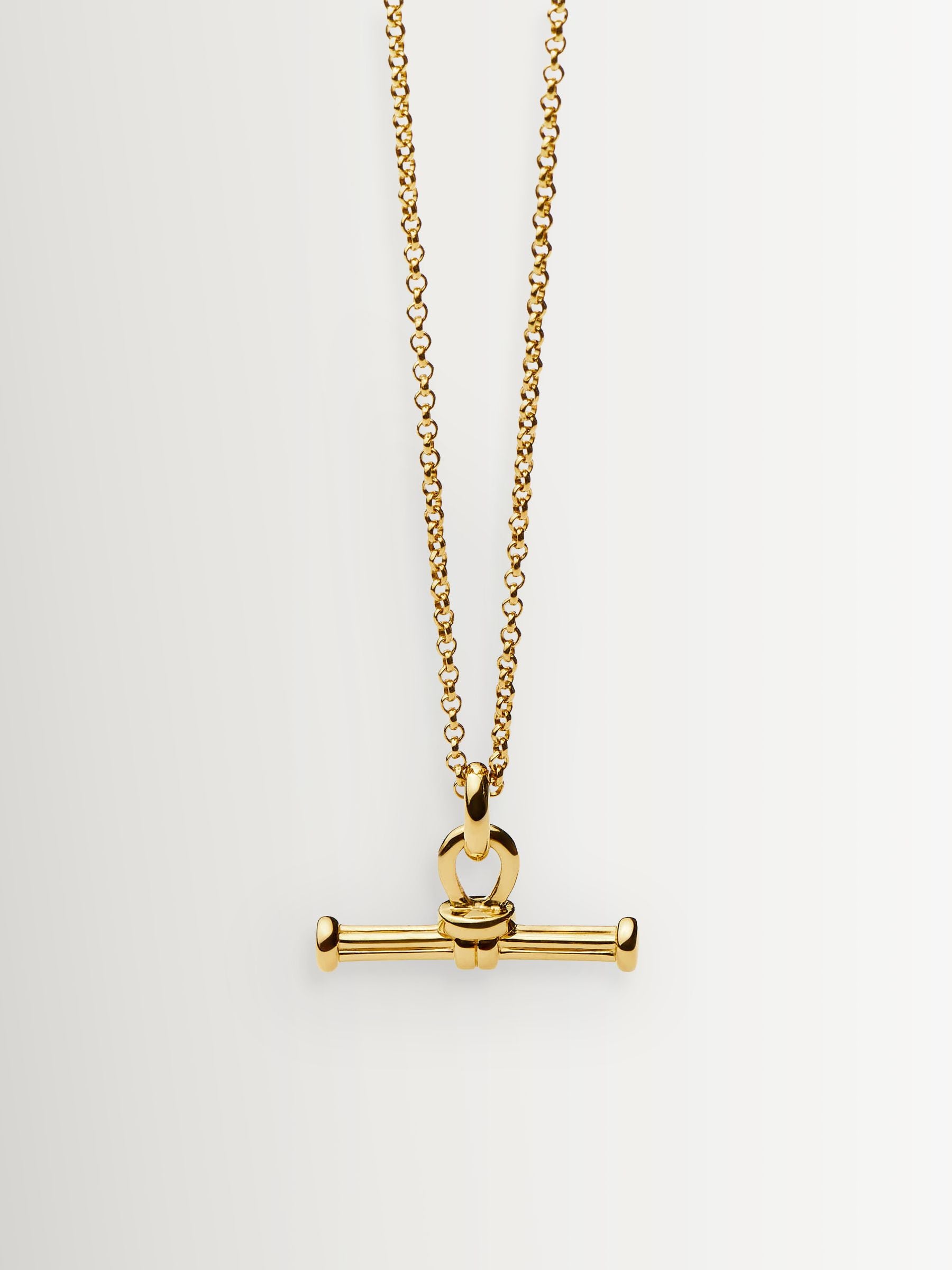 Missoma gold tone ridge T-bar chain necklace, British brand