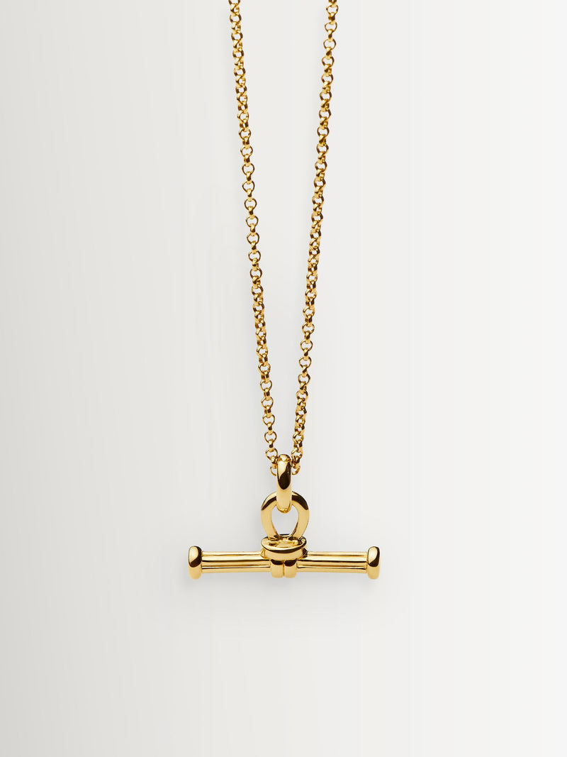 Missoma gold tone ridge T-bar chain necklace, British brand