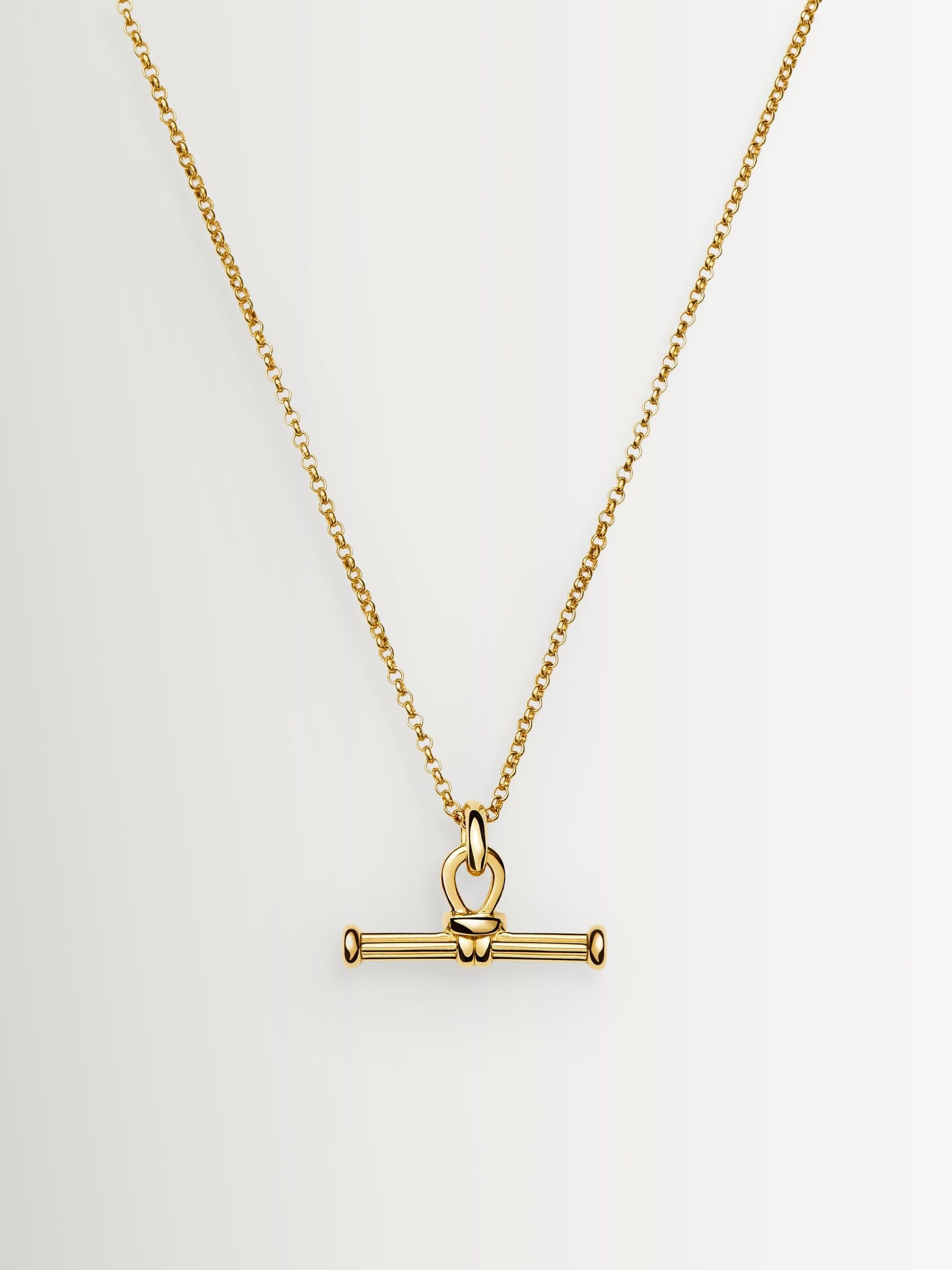 Missoma gold tone ridge T-bar chain necklace, British brand