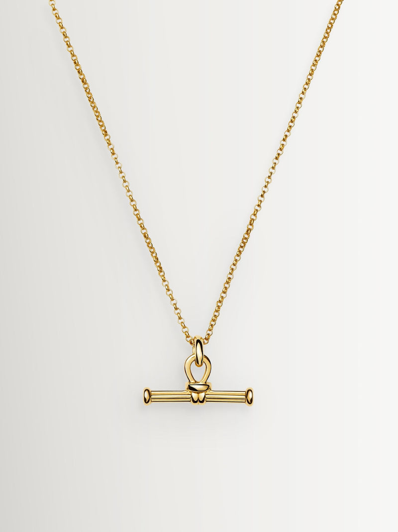Missoma gold tone ridge T-bar chain necklace, British brand