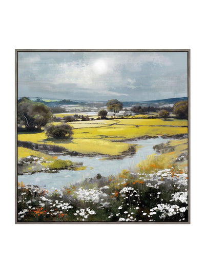 Art Marketing Grünes graues Sommerpracht Leinwand-Wandbild 81x81cm