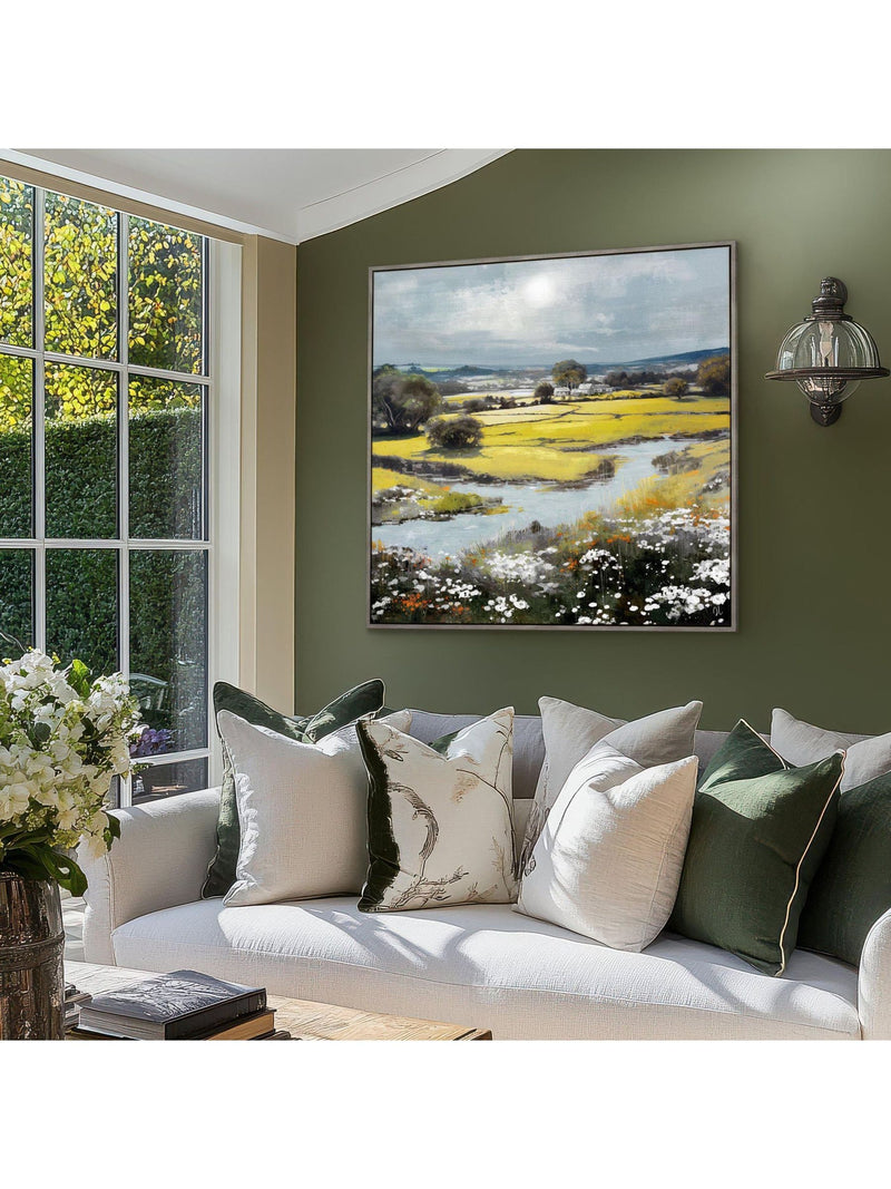 Art Marketing Green Grey Summer Splendour wall art 81x81cm - British product