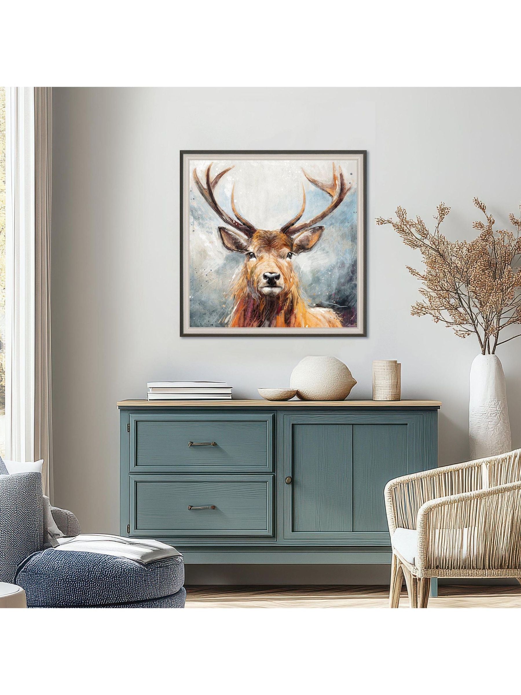 Charlotte Oakley stag wall art 55cm x 55cm - British product